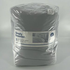 SIMPLY ESSENTIAL 3 Garment Washed Comforter Set Full/Queen Microchip Grey